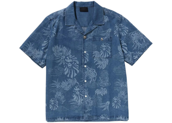 Men's blue paisley print cotton shirt