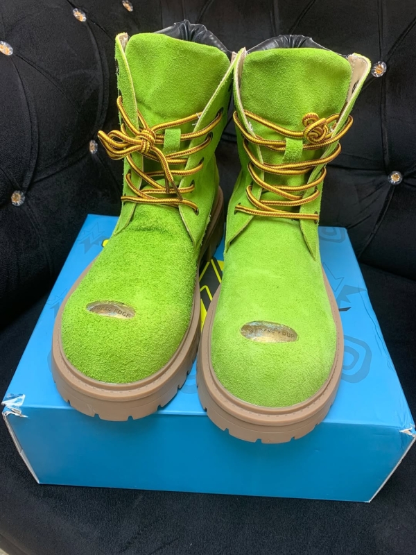 Mossy green suede combat boots