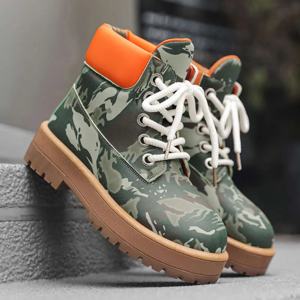Camouflage high top boots