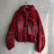 Red and black camouflage hoodie jacket