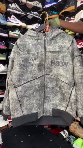 Denim zip hoodie