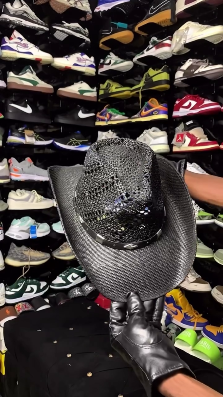 Hollowed-out fashion straw cowboy hat