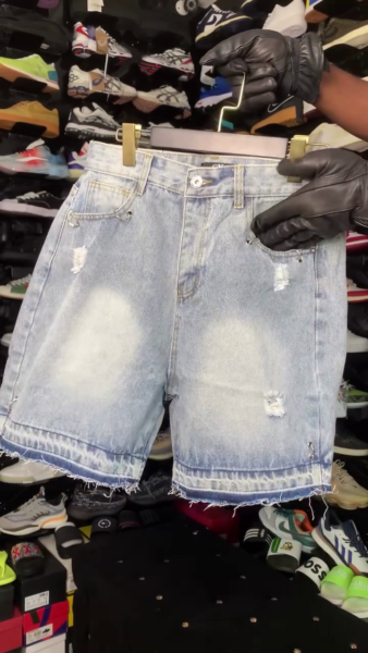 Light-wash denim shorts