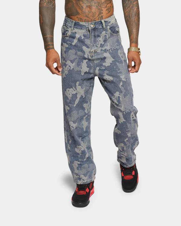 Camouflage blue jeans
